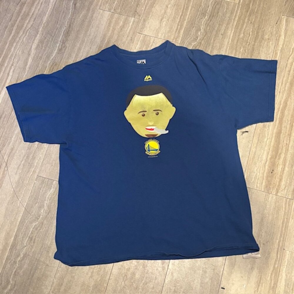 Steph Curry Warriors Cartoon T Shirt Majestic XL Used
